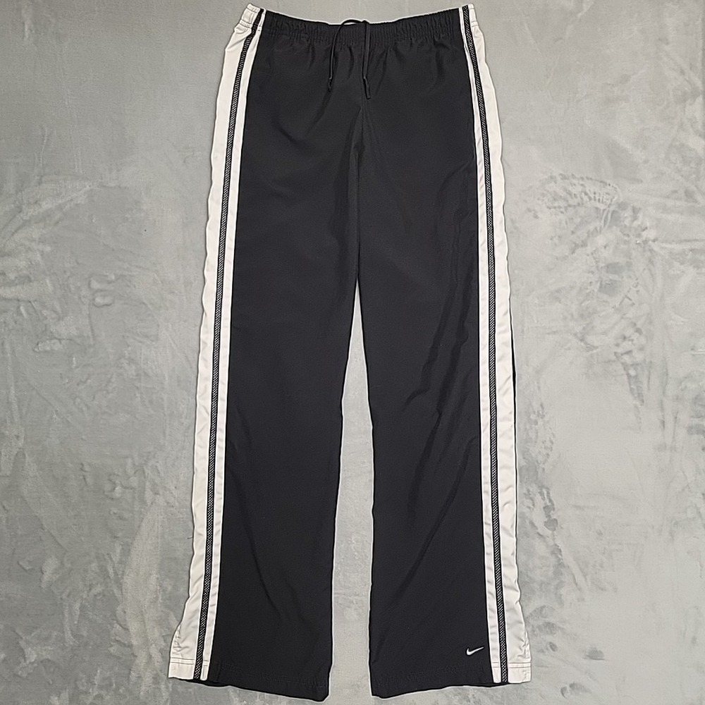 Vintage Nike Pants Mens M Black Striped Warm Up Drawstring Training Track Casual